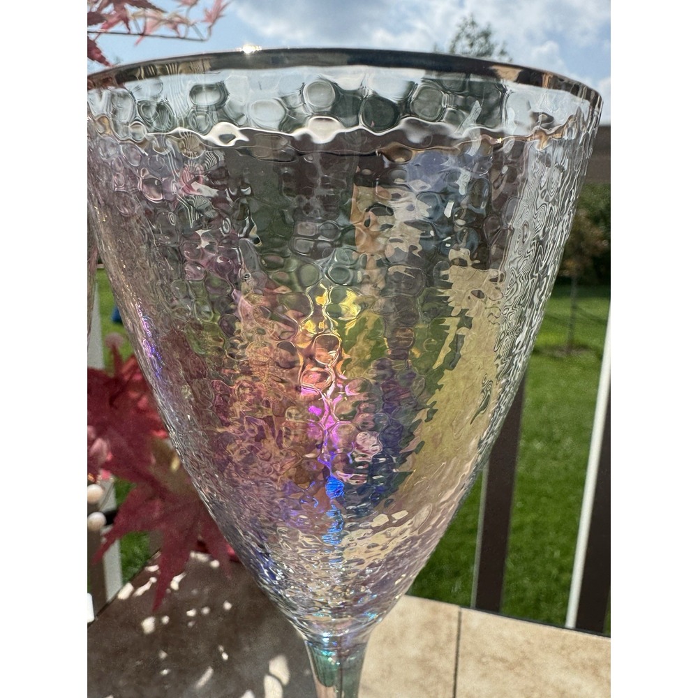 Set of 2 Zaza Lustered 24k Gold Accent Wine Glasses by Anthropologie NWT - Picture 6 of 12